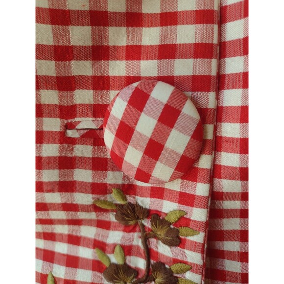 Karen Perry Silk Blazer Gingham Floral Fitted Blazer Embroidered US 6 - Picture 5 of 10